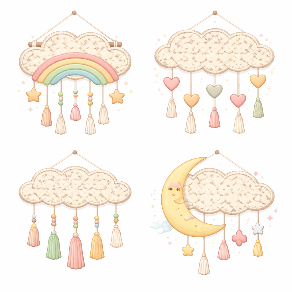 سحابات أطفال باسم البيبي (Macrame Clouds For kids)