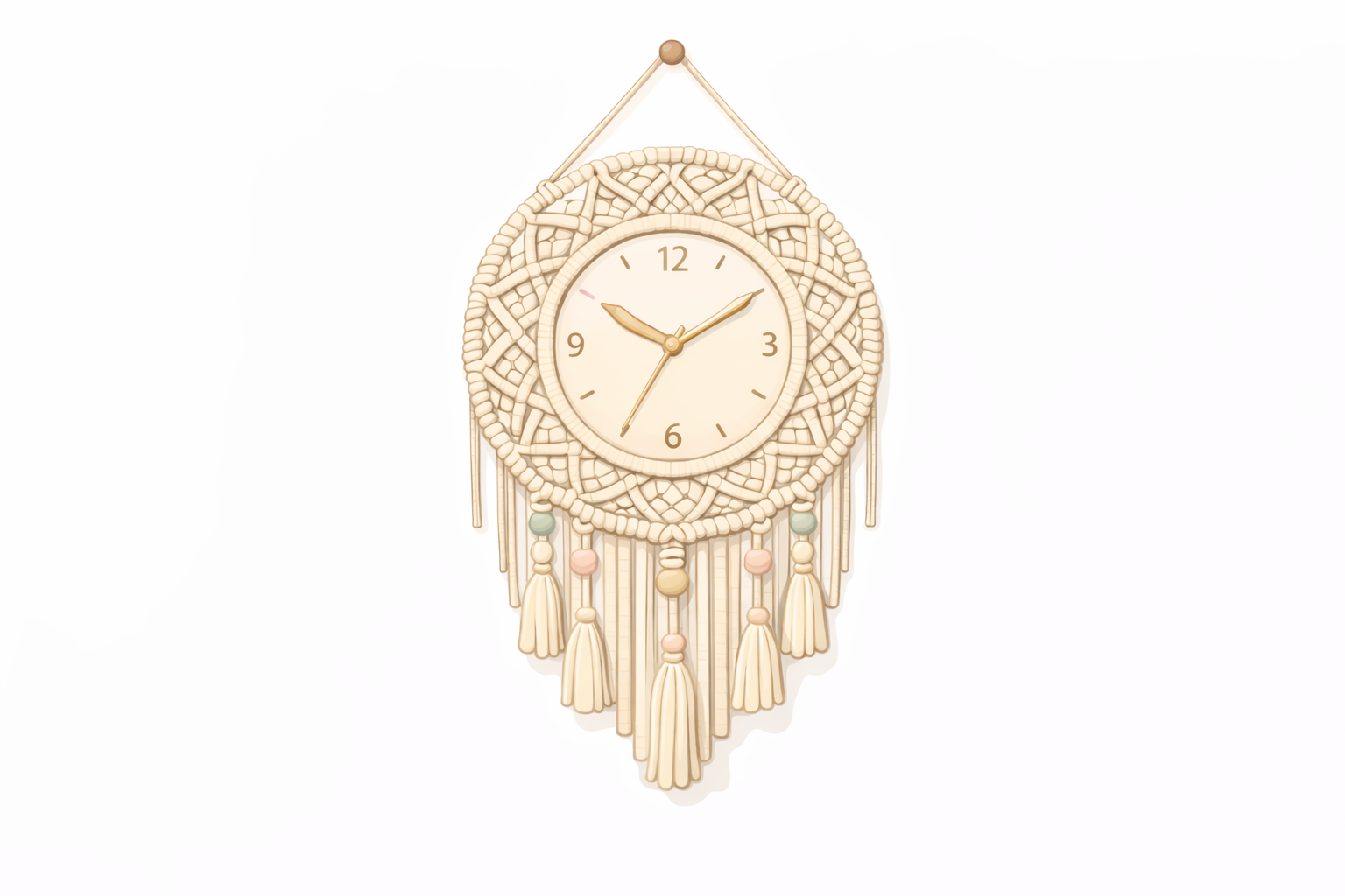 ساعة مكرميه (Macrame Wall Clock)