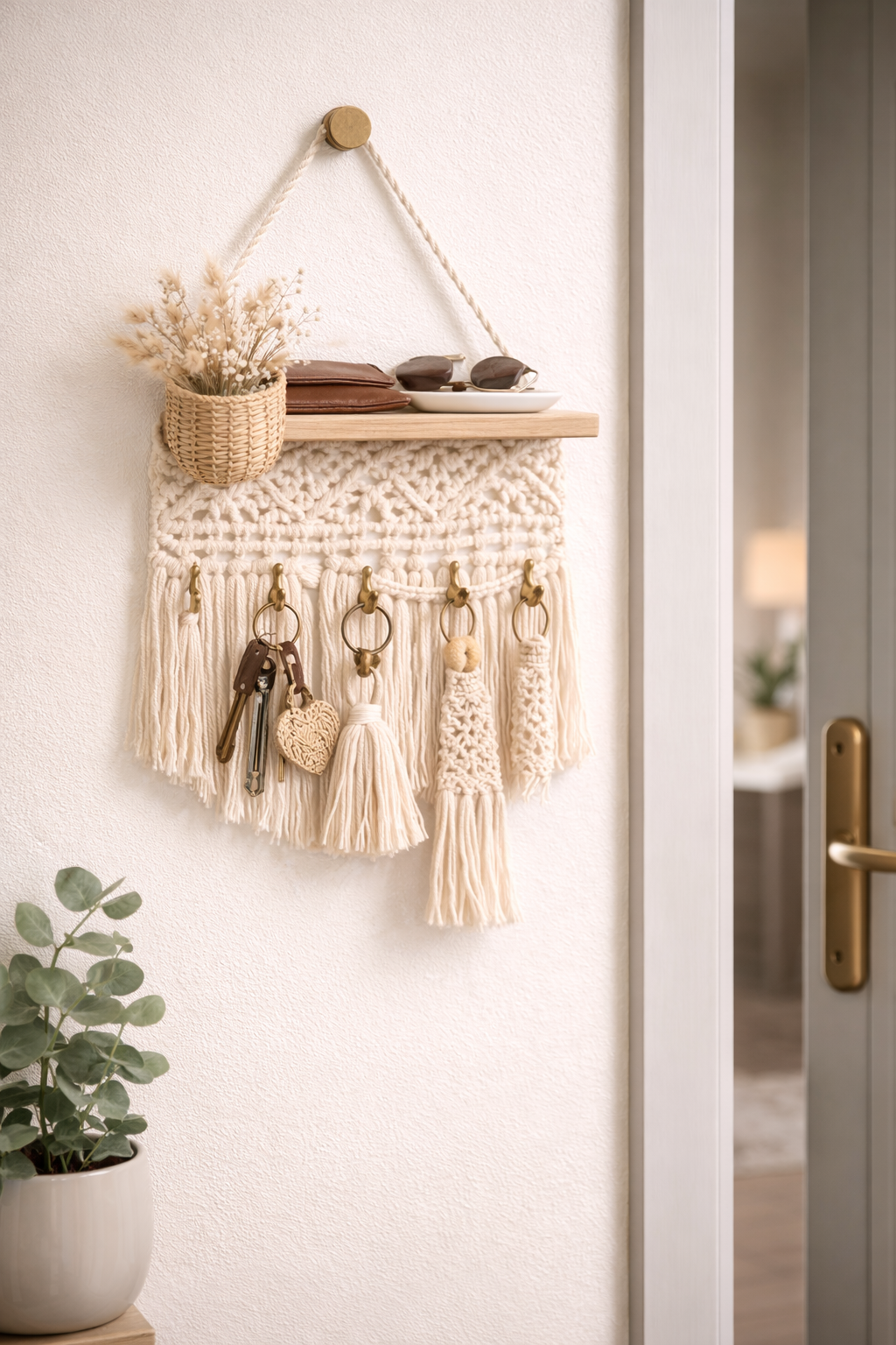 عليقة مفاتيح مكرميه (Macrame key holder)